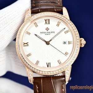 Patek Philippe Calatrava White Dial Diamond Women Automatic Swiss Clone 1:1