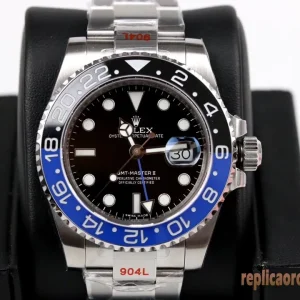 Rolex GMT-Master II Lunetta Blu e Rossa Orologi Replica Bracciale Acciaio Uomo Movimento Automatico Orologio Clone 1:1