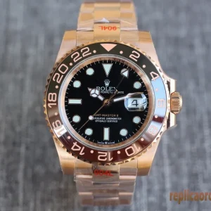 Rolex GMT-Master II Nero e Caffè Orologi Replica Bracciale in Acciaio Orologio Automatico Clone 1:1