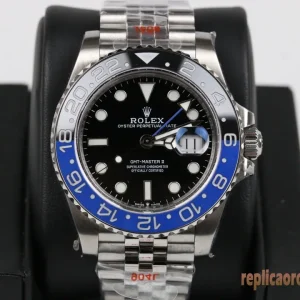 Rolex GMT-Master II Nero e Blu Orologi Replica Bracciale Acciaio Uomo Movimento Automatico Orologio Clone 1:1