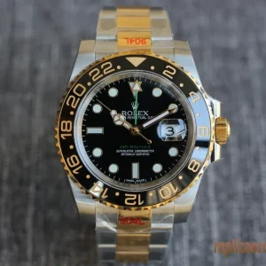 Rolex GMT-Master II Nero e Oro Orologi Replica Bracciale Acciaio Movimento Automatico Orologio Clone 1:1