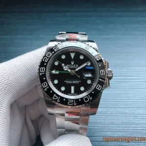 Rolex GMT Master II Nero e Blu Orologi Replica Bracciale Acciaio Uomo Movimento Automatico Orologio Clone 1:1