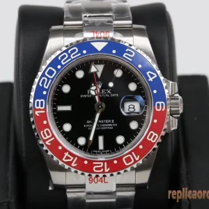 Rolex GMT-Master II Lunetta Blu e Rossa Orologi Replica Bracciale Acciaio Uomo Movimento Automatico Orologio Clone 1:1