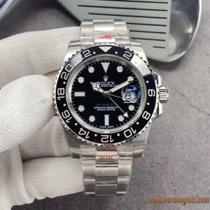 Rolex GMT Master II Lunetta Nera e Blu Orologi Replica Bracciale Acciaio 904L Movimento Automatico Orologio Clone 1:1