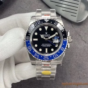 Rolex GMT-Master II Nero e Blu Orologi Replica Bracciale Acciaio Movimento Automatico Orologio Clone 1:1