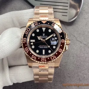Rolex GMT-Master II Lunetta Nera e Rossa Orologi Replica Bracciale in Acciaio Movimento Automatico Orologio Clone 1:1