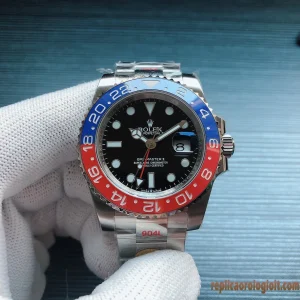 Rolex GMT Master II Lunetta Blu e Rossa Orologi Replica Bracciale Acciaio Uomo Movimento Automatico Orologio Clone 1:1