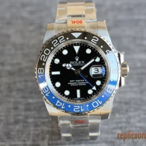 Rolex GMT-Master II Lunetta Blu e Nera Orologi Replica Bracciale in Acciaio Uomo Movimento Automatico Orologio Clone 1:1