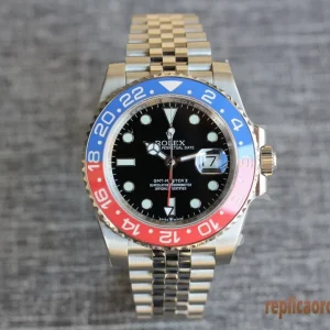 Rolex GMT-Master II Lunetta Blu e Rossa Orologi Replica Bracciale Acciaio Uomo Movimento Automatico Orologio Clone 1:1