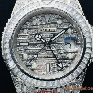Rolex GMT-Master II Quadrante Diamantato Orologi Replica Bracciale Acciaio Uomo Movimento Automatico Orologio Clone 1:1