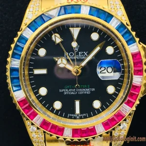 Rolex GMT-Master II Lunetta Gioiello Orologi Replica Bracciale in Acciaio Automatico Orologio Clone 1:1