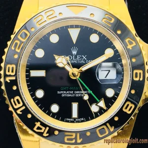 Rolex GMT-Master II Oro Nero Orologi Replica Bracciale in Metallo Uomo Movimento Automatico Orologio Clone 1:1