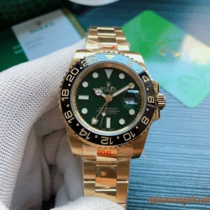 Rolex GMT Master II Verde e Oro Orologi Replica Bracciale in Acciaio Movimento Automatico Orologio Clone 1:1