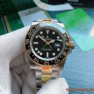 Rolex GMT Master II Verde e Oro Orologi Replica Bracciale Acciaio Movimento Automatico Orologio Clone 1:1