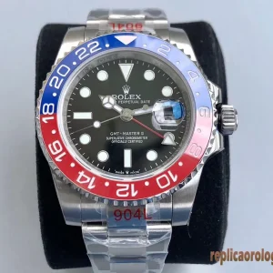 Rolex GMT-Master II Lunetta Rosso Blu Orologi Replica Bracciale Acciaio Uomo Movimento Automatico Orologio Clone 1:1