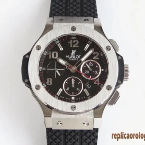 Hublot Big Bang Nero Lunetta Orologi Replica Cinturino Gomma Uomo Movimento Automatico Orologio Clone 1:1