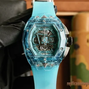 Hublot Big Bang Azzurro Orologi Replica Cinturino Gomma Uomo Movimento Automatico Orologio Clone 1:1