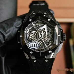 Hublot Big Bang Black Dial Rubber Orologi Replica Uomo Movimento Automatico Orologio Clone 1:1