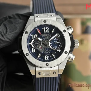 Hublot Big Bang Blu Lunetta Orologi Replica Cinturino Gomma Uomo Movimento Automatico Orologio Clone 1:1