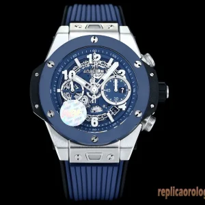 Hublot Big Bang Blue Ceramic Orologi Replica Cinturino in Gomma Uomo Movimento Automatico Orologio Clone 1:1