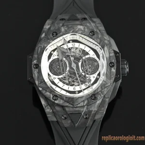 Hublot Big Bang Carbon Black Rubber Orologi Replica Uomo Movimento Automatico Orologio Clone 1:1