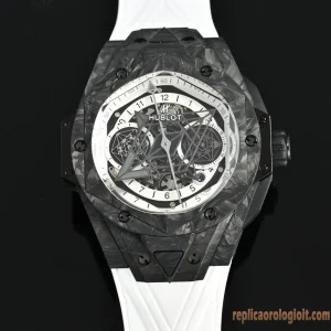 Hublot Big Bang White Dial Carbon Fiber Replica Watches Rubber Strap Men Automatic Swiss Clone 1:1