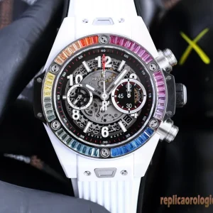 Hublot Big Bang Rainbow Orologi Replica Cinturino in Gomma Uomo Movimento Automatico Orologio Clone 1:1