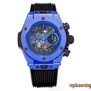 Hublot Big Bang Blue Ceramic Orologi Replica Cinturino in Gomma Uomo Movimento Automatico Orologio Clone 1:1