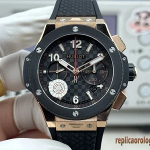 Hublot Big Bang Black and Gold Rubber Strap Replica Watches Swiss Automatic Clone 1:1