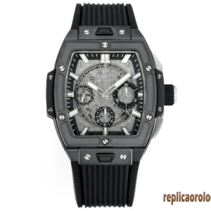 Hublot Big Bang Nero Orologi Replica Cinturino in Gomma Uomo Movimento Automatico Orologio Clone 1:1