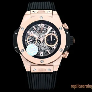Hublot Big Bang Oro Rosa Orologi Replica Cinturino in Gomma Uomo Movimento Automatico Orologio Clone 1:1