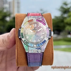 Hublot Big Bang Rainbow Orologi Replica Cinturino in Pelle Uomo Movimento Automatico Orologio Clone 1:1