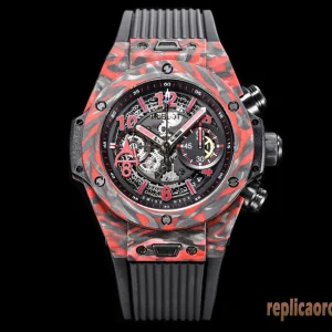 Hublot Big Bang Red Carbon Orologi Replica Gomma Uomo Movimento Automatico Orologio Clone 1:1
