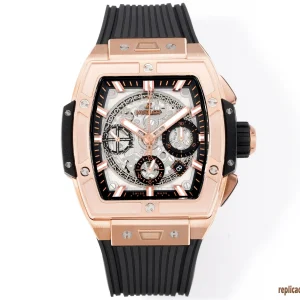 Hublot Big Bang Rose Gold Skeleton Rubber Men Automatic Swiss Clone 1:1 Watch