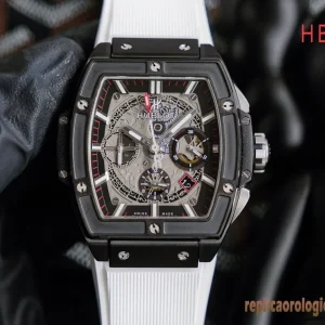 Hublot Spirit of Big Bang Nero Scheletrato Orologi Replica Cinturino in Gomma Uomo Movimento Automatico Orologio Clone 1:1
