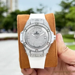 Hublot Big Bang White Diamond Orologi Replica Cinturino in Gomma Uomo Movimento Automatico Orologio Clone 1:1