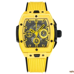 Hublot Big Bang Yellow Ceramic Replica Watches Rubber Men Automatic Movement Clone 1:1