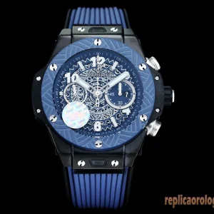 Hublot Big Bang Blu Lunetta Orologi Replica Cinturino in Gomma Uomo Movimento Automatico Orologio Clone 1:1