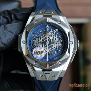 Hublot Big Bang Blue Dial Rubber Orologi Replica Uomo Automatico Orologio Clone 1:1