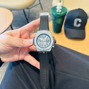 Hublot Big Bang Grigio Orologi Replica Cinturino in Gomma Uomo Movimento Automatico Orologio Clone 1:1
