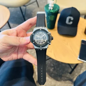 Hublot Big Bang Black Skeleton Rubber Men Automatic Swiss Clone 1:1 Watch