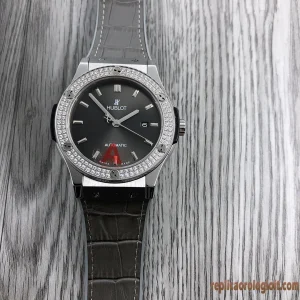 Hublot Classic Fusion Black Diamond Orologi Replica Cinturino in Pelle Uomo Movimento Automatico Orologio Clone 1:1