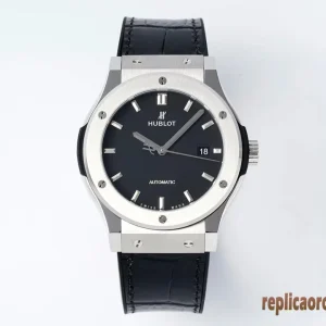 Hublot Classic Fusion Nero Orologi Replica Cinturino in Pelle Uomo Movimento Automatico Orologio Clone 1:1