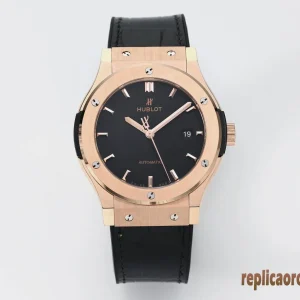 Hublot Classic Fusion Black Dial Leather Orologi Replica Bracciale in pelle Uomo Movimento automatico svizzero Orologio Clone 1:1