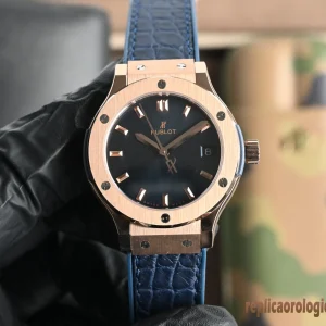 Hublot Classic Fusion Blu Lunetta Orologi Replica Cinturino in Pelle Uomo Movimento Automatico Orologio Clone 1:1