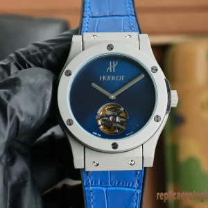 Hublot Classic Fusion Blu Orologi Replica Cinturino in Pelle Uomo Movimento Automatico Orologio Clone 1:1