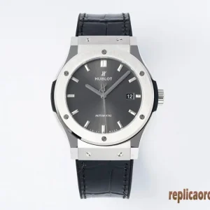 Hublot Classic Fusion Grigio Orologi Replica Cinturino in Pelle Uomo Movimento Automatico Orologio Clone 1:1