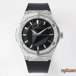 Hublot Fusion Black Diamond Replica Orologi Gomma Donna Movimento Automatico Orologio Clone 1:1