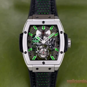 Hublot Spirit of Big Bang Verde e Nero Orologi Replica Cinturino in Gomma Uomo Movimento Automatico Orologio Clone 1:1