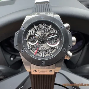 Hublot Spirit of Big Bang Grigio Orologi Replica Cinturino in Gomma Uomo Movimento Automatico Orologio Clone 1:1
